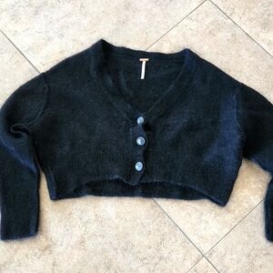 Free People Black Cropped Sweater